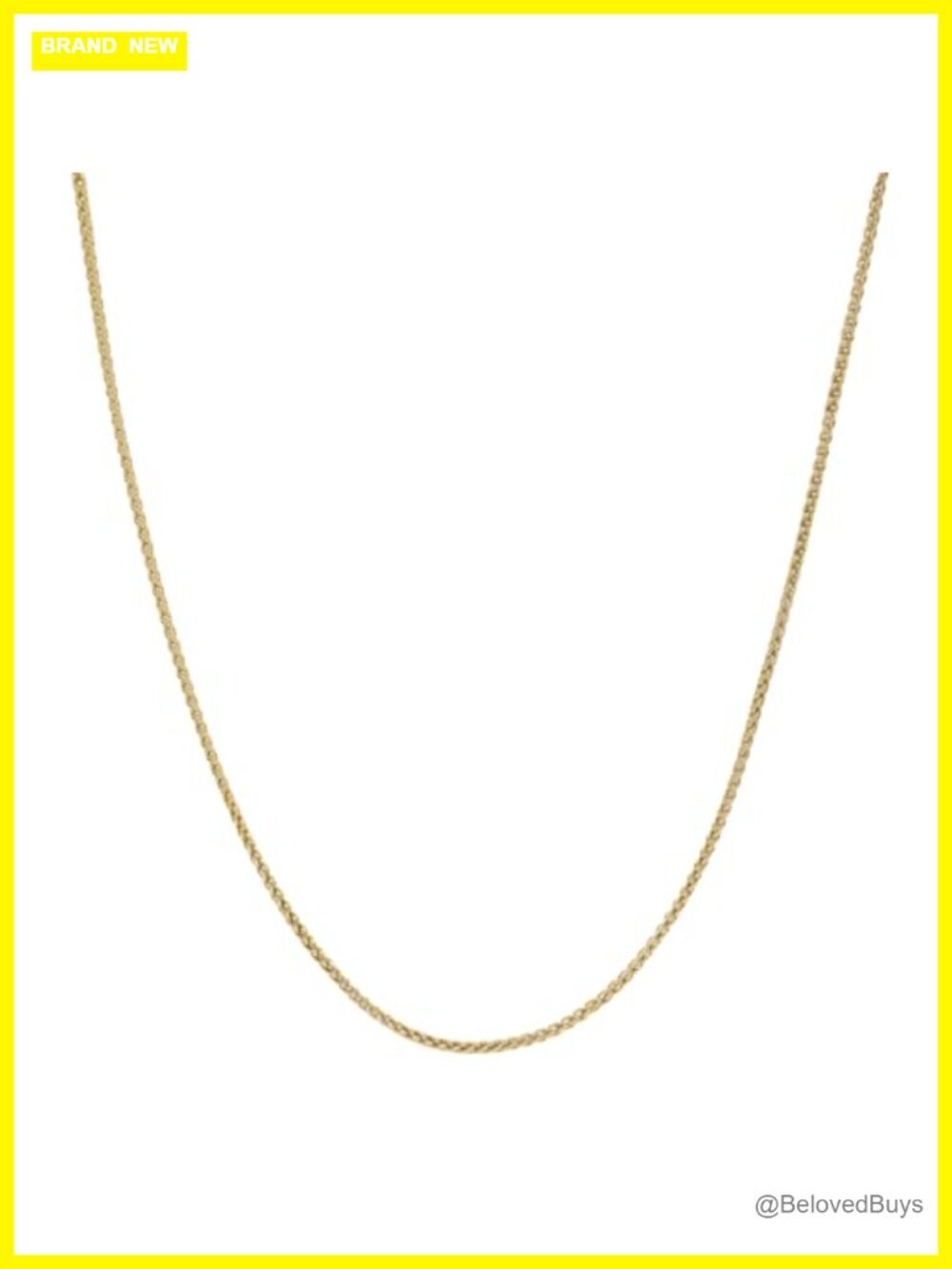 18K Gold Plated Palm Link Chain Necklace 20in Braided Rope 2MM Unisex
